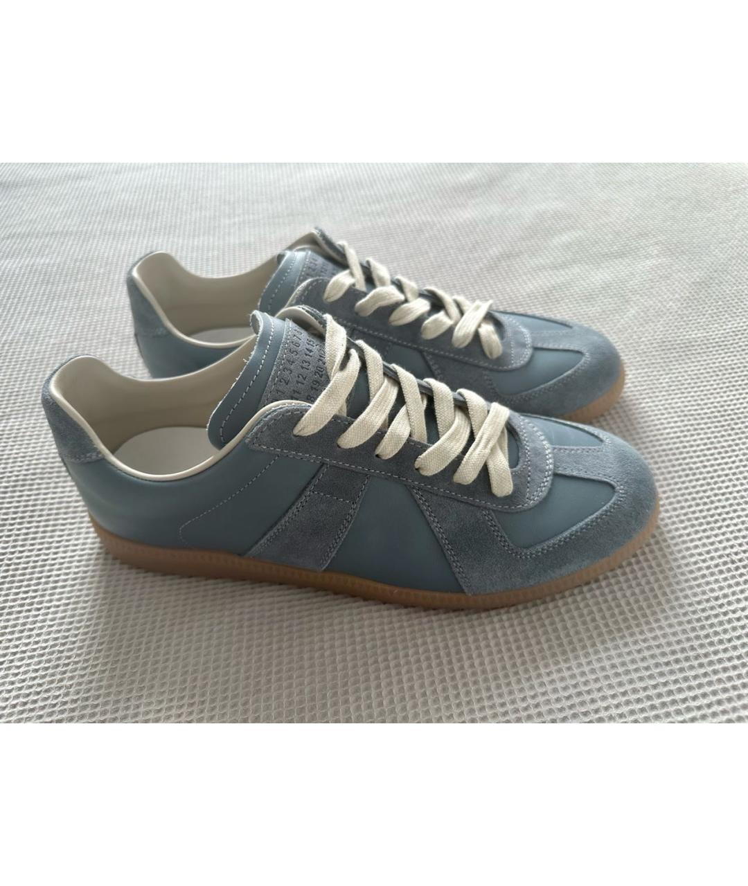 MAISON MARGIELA Голубые кожаные кеды, фото 9