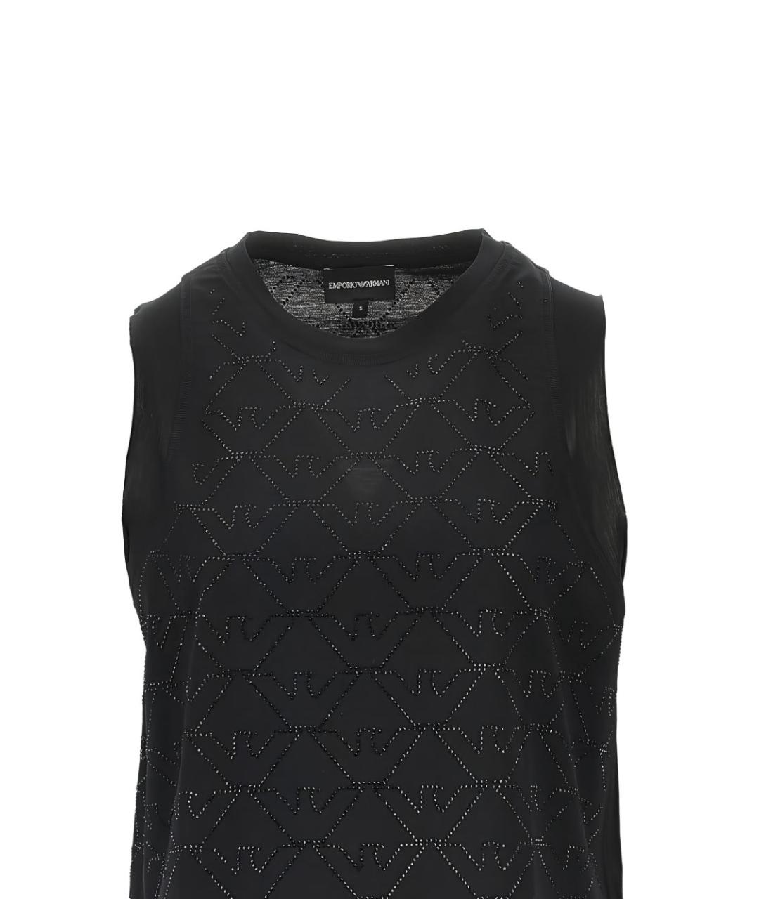EMPORIO ARMANI Черная хлопковая майка, фото 2