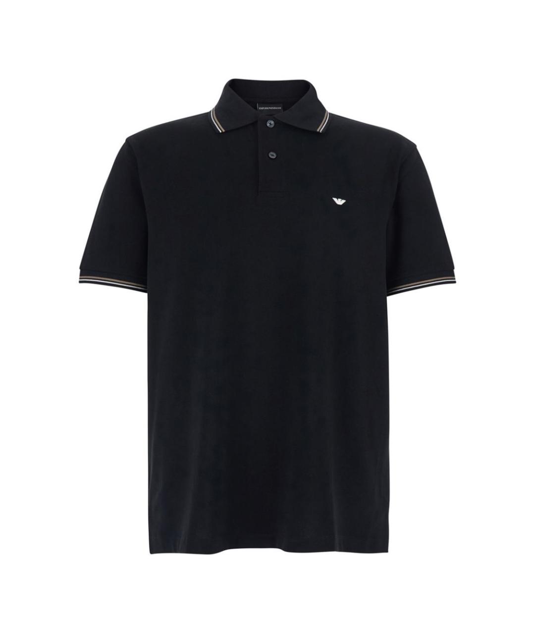 EMPORIO ARMANI Черное хлопковое поло с коротким рукавом, фото 1
