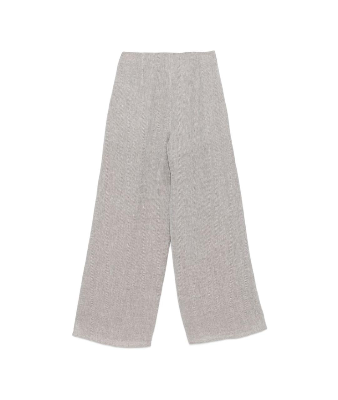 EMPORIO ARMANI Серые льняные прямые брюки, фото 3