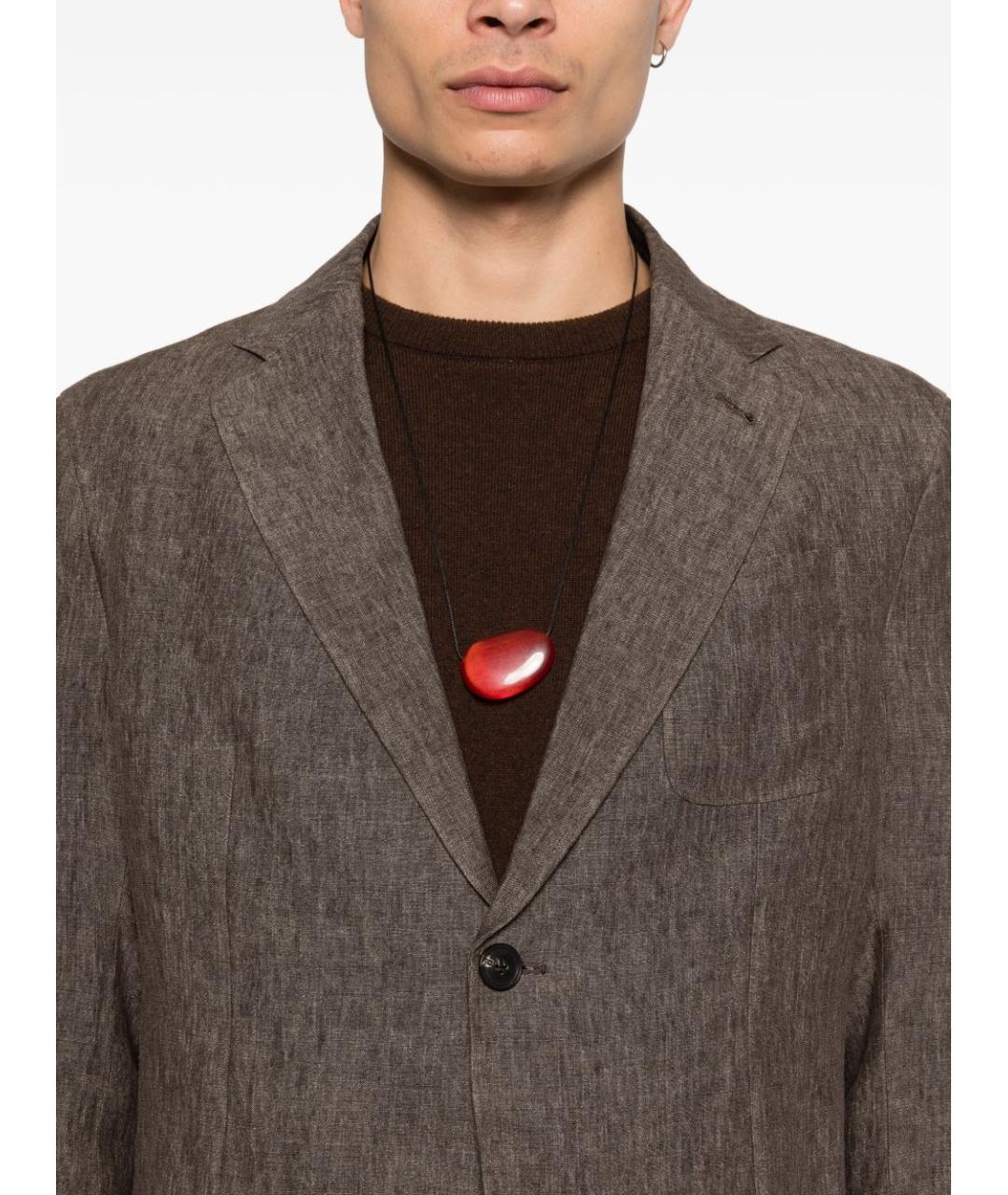 EMPORIO ARMANI Коричневый льняной пиджак, фото 3