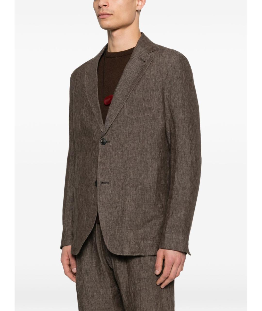 EMPORIO ARMANI Коричневый льняной пиджак, фото 2