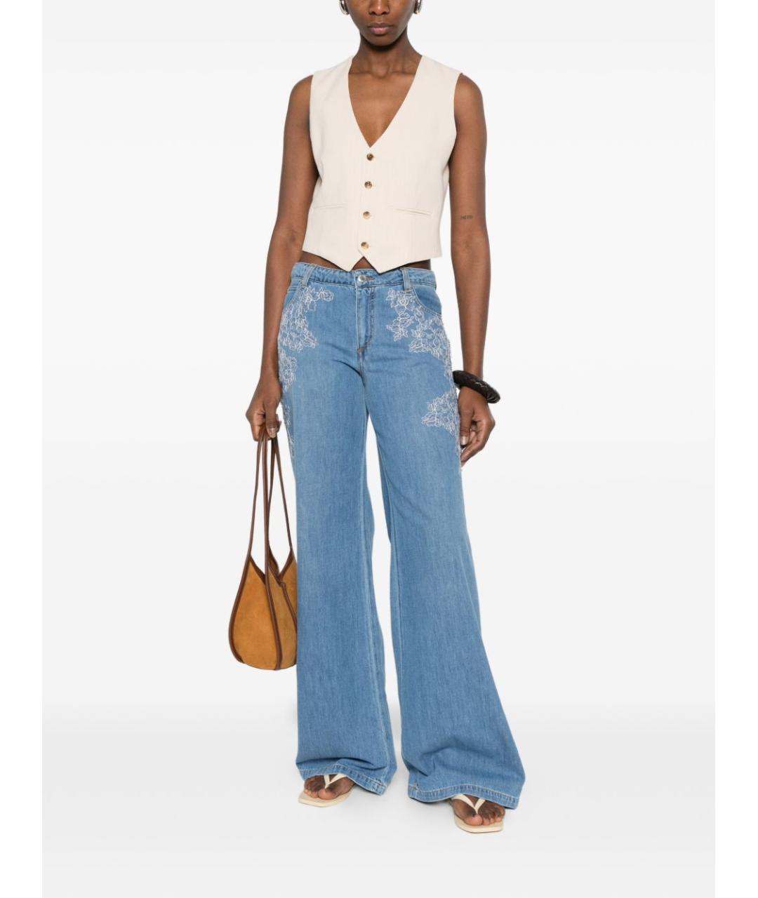 ERMANNO FIRENZE Голубые хлопковые прямые джинсы, фото 4