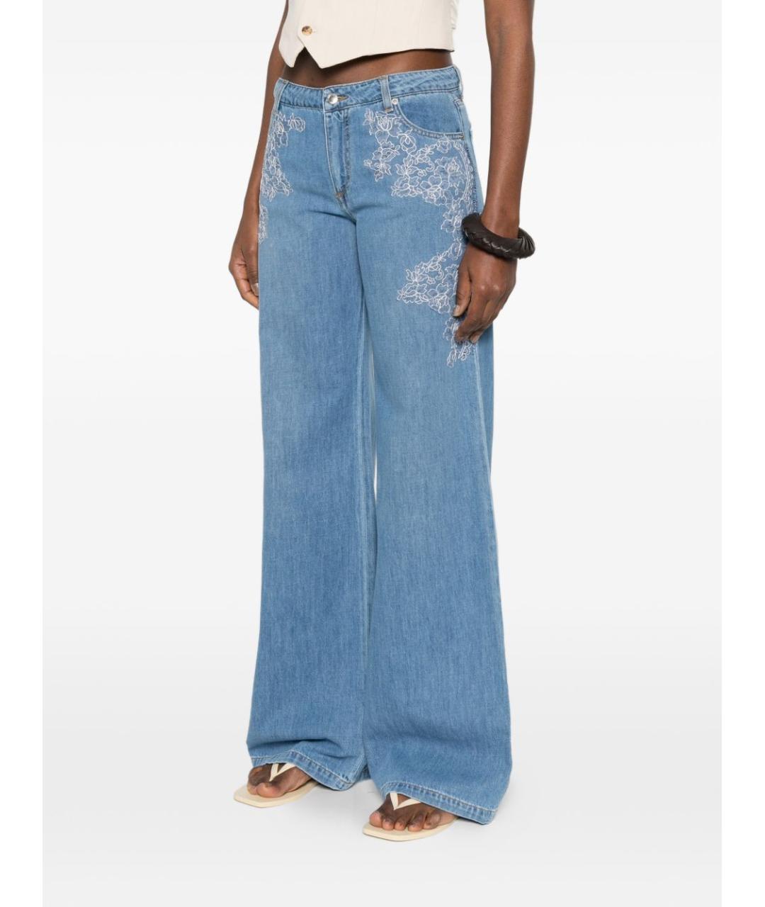 ERMANNO FIRENZE Голубые хлопковые прямые джинсы, фото 5