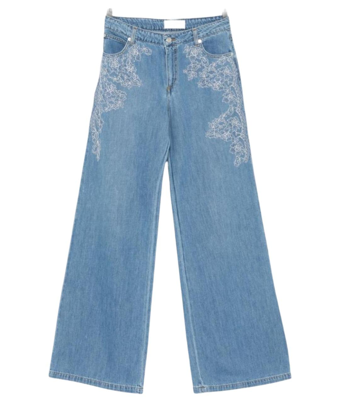 ERMANNO FIRENZE Голубые хлопковые прямые джинсы, фото 1