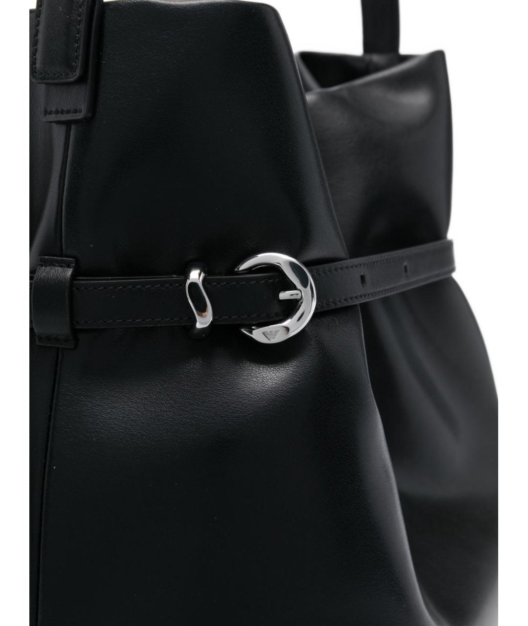 EMPORIO ARMANI Черная кожаная сумка тоут, фото 5