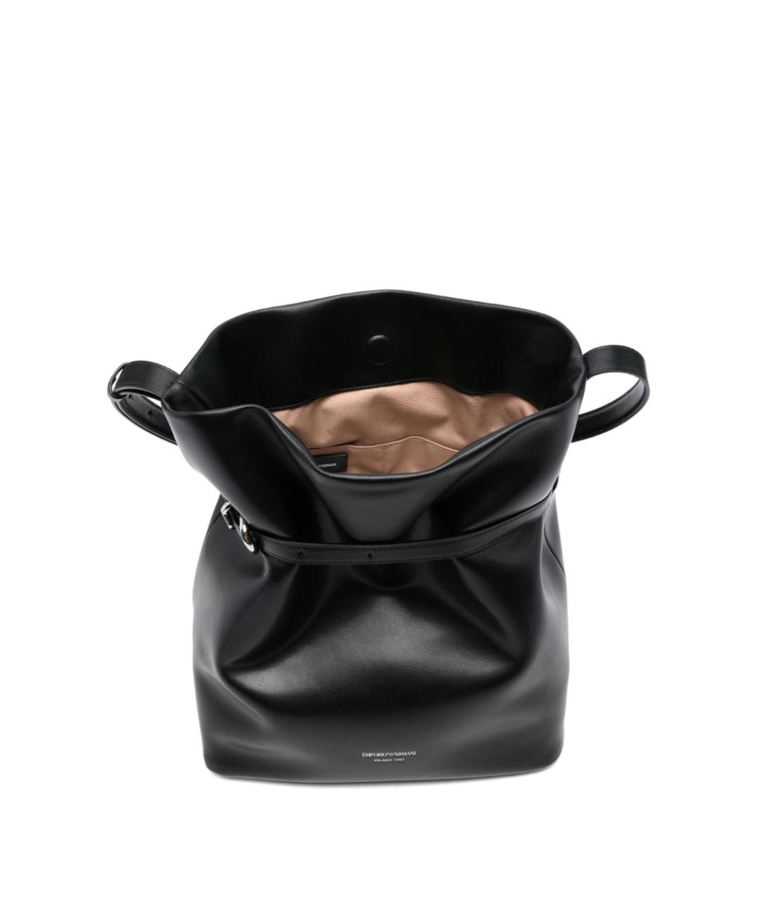 EMPORIO ARMANI Черная кожаная сумка тоут, фото 4
