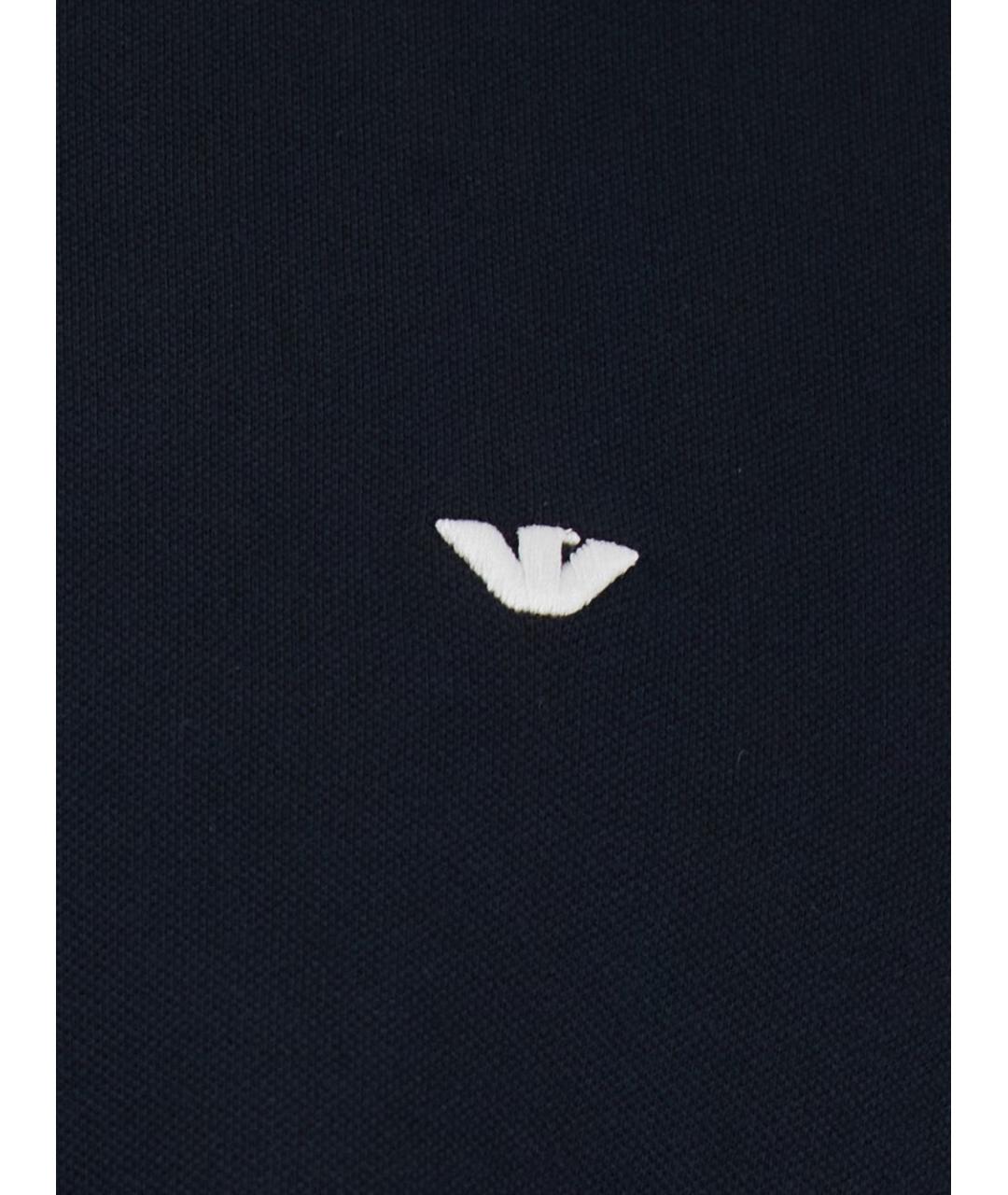 EMPORIO ARMANI Темно-синее хлопковое поло с коротким рукавом, фото 2