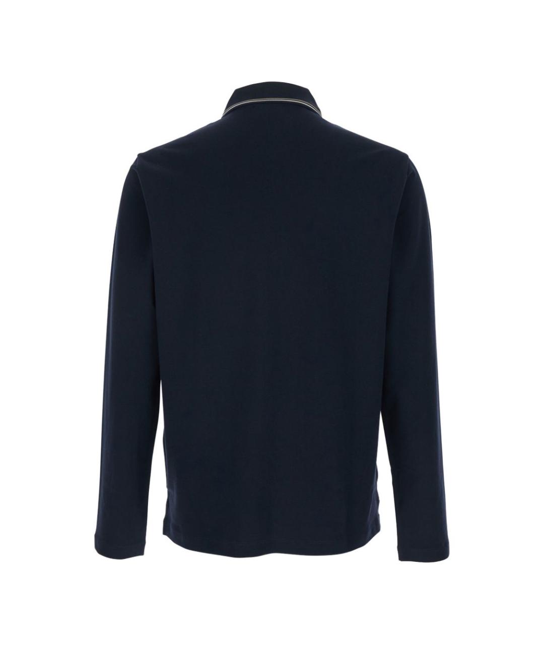 EMPORIO ARMANI Темно-синее хлопковое поло с длинным рукавом, фото 2