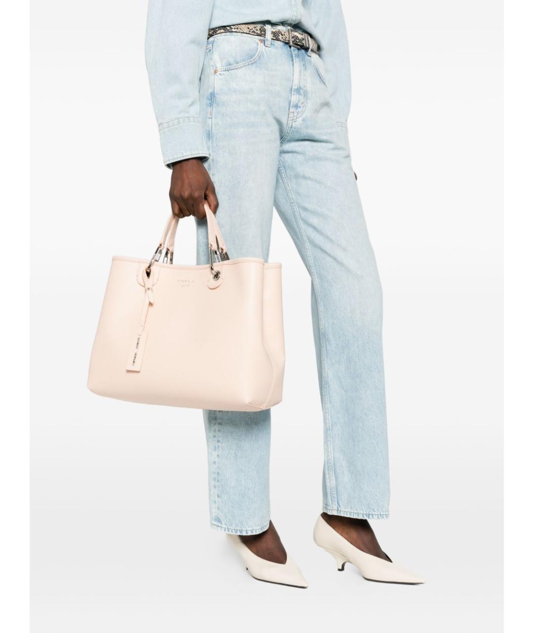 EMPORIO ARMANI Розовая сумка тоут из искусственной кожи, фото 4