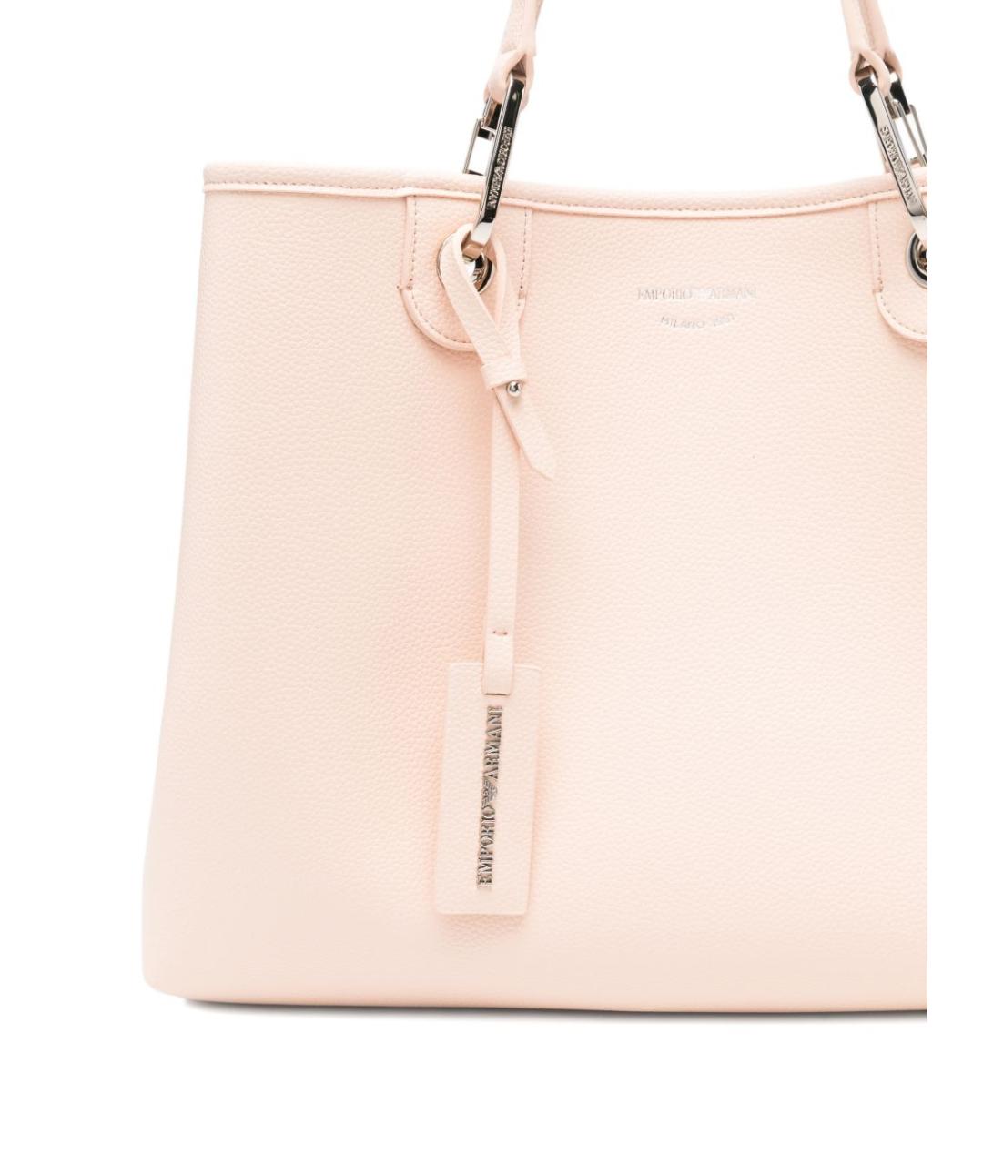 EMPORIO ARMANI Розовая сумка тоут из искусственной кожи, фото 5