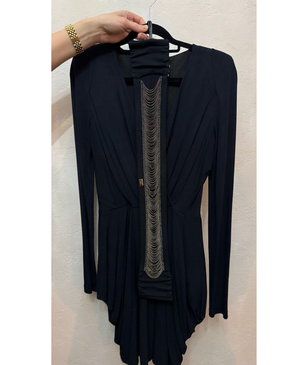 ELISABETTA FRANCHI Черное вискозное коктейльное платье, фото 2