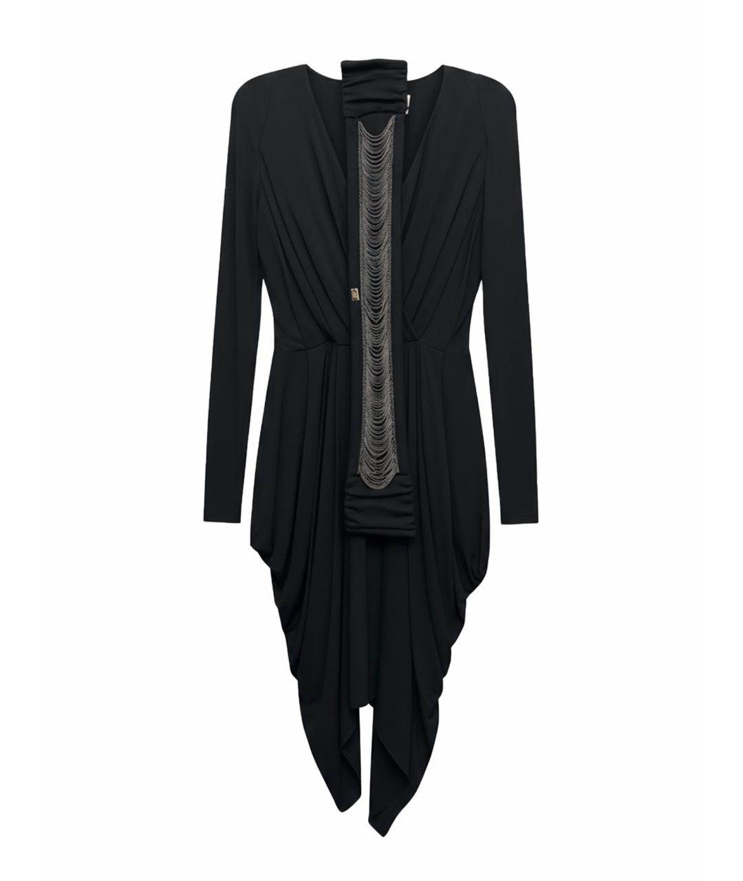 ELISABETTA FRANCHI Черное вискозное коктейльное платье, фото 1