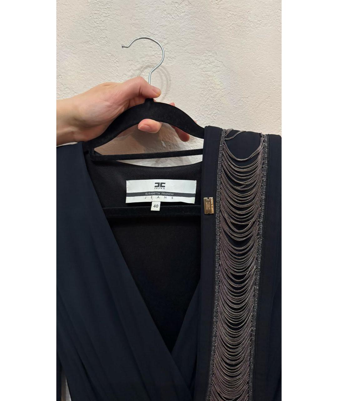 ELISABETTA FRANCHI Черное вискозное коктейльное платье, фото 4