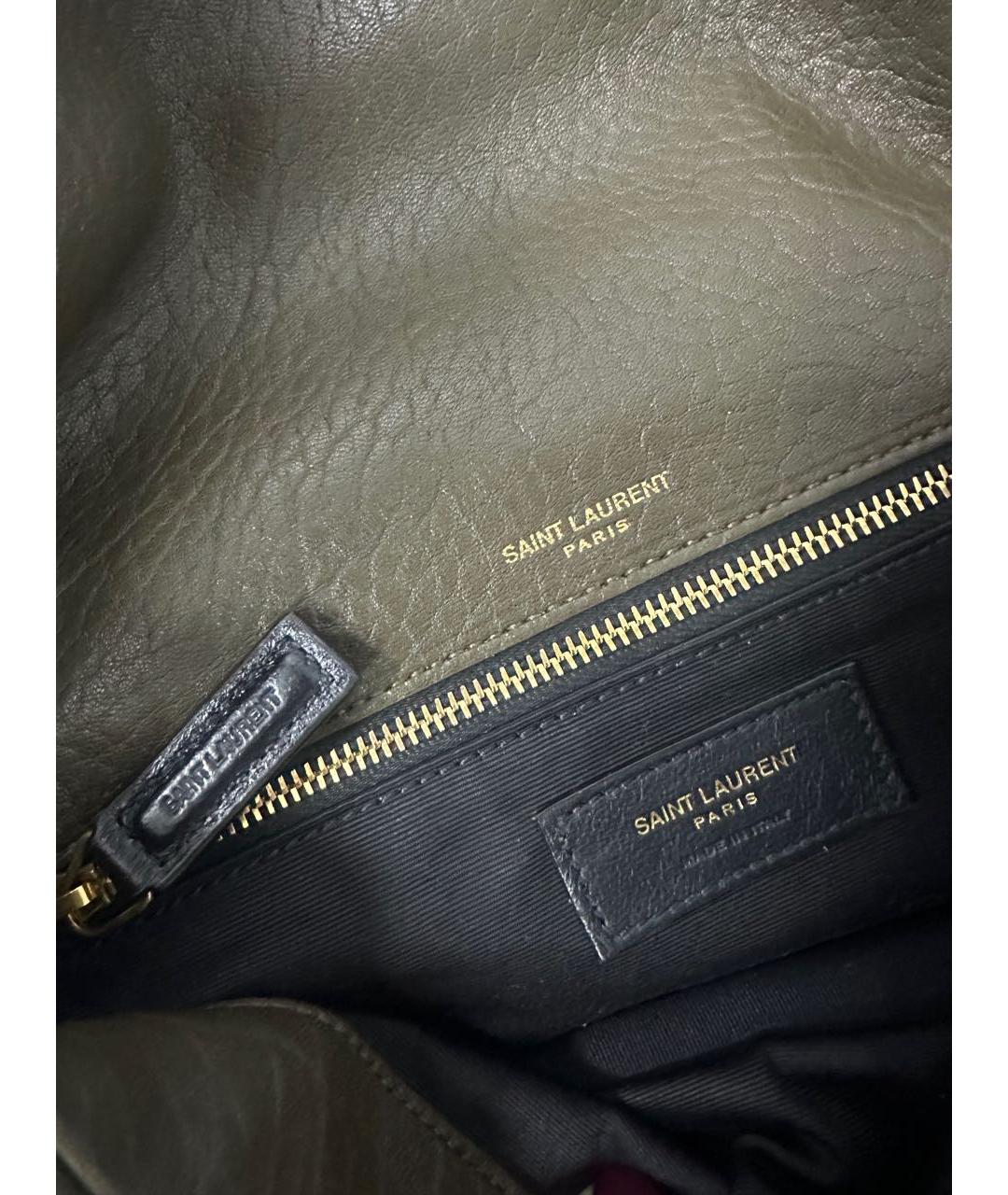 SAINT LAURENT Хаки кожаная сумка через плечо, фото 4