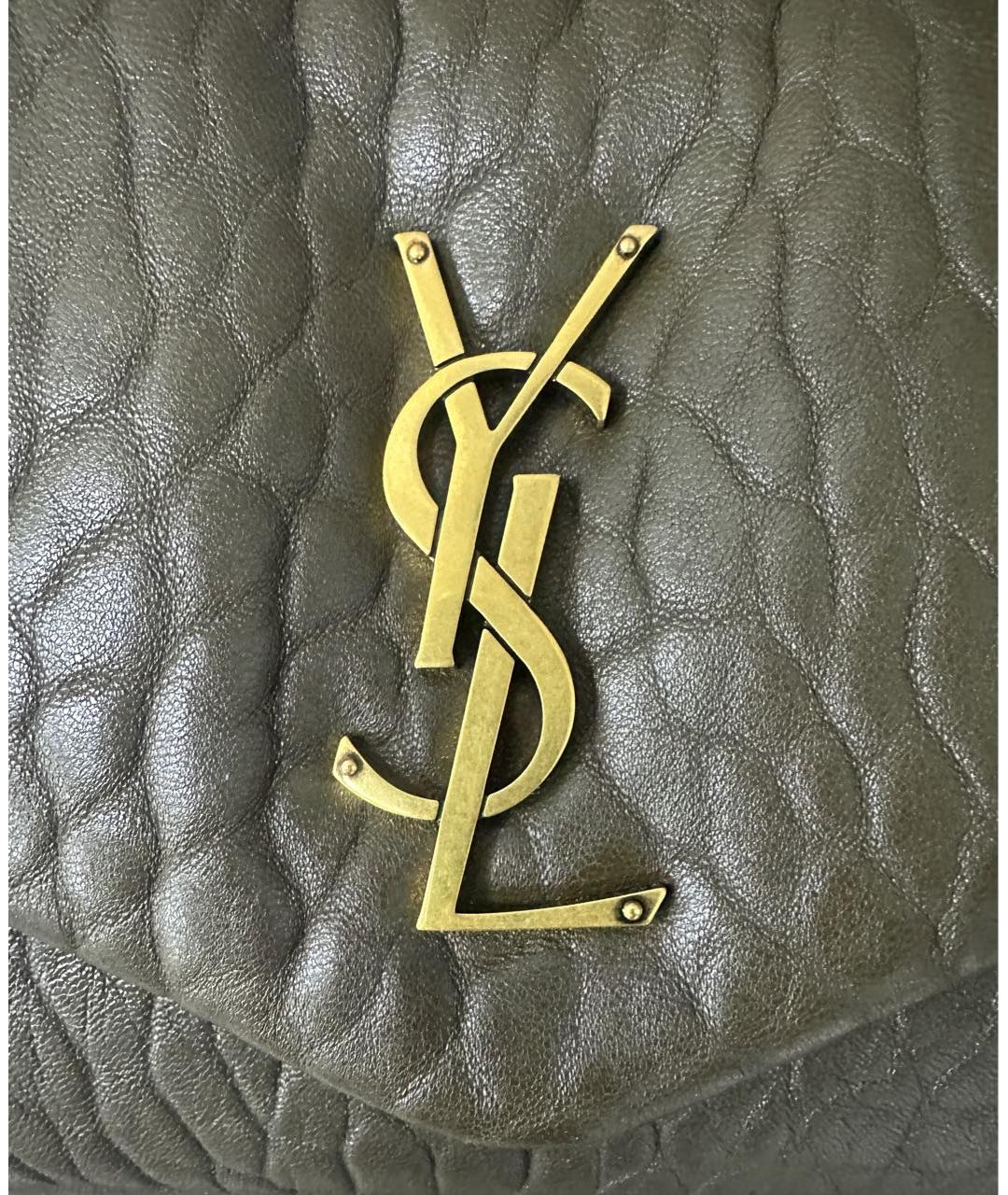 SAINT LAURENT Хаки кожаная сумка через плечо, фото 5