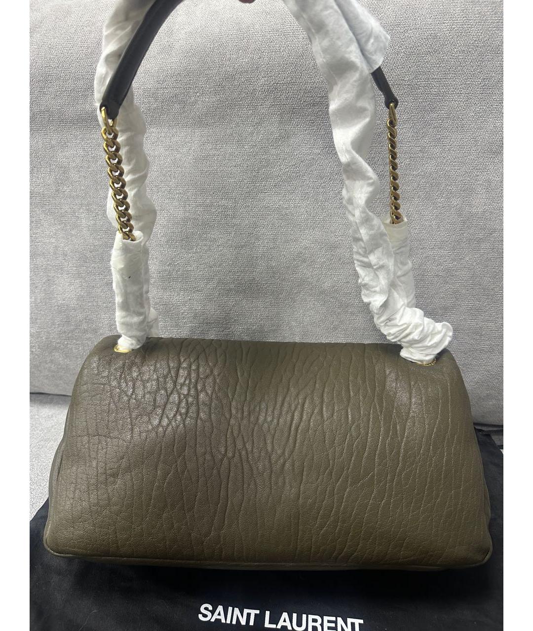 SAINT LAURENT Хаки кожаная сумка через плечо, фото 3