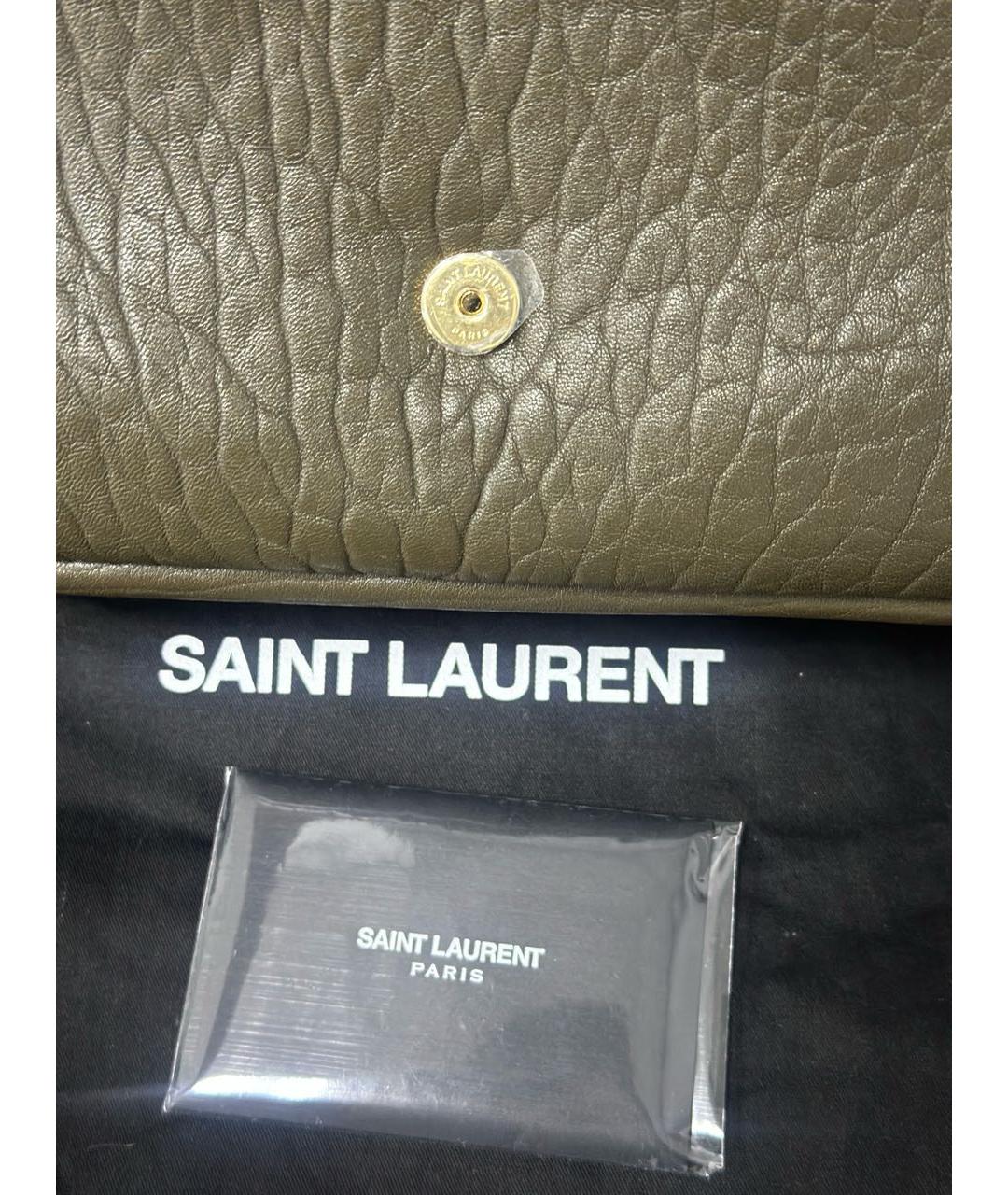 SAINT LAURENT Хаки кожаная сумка через плечо, фото 2