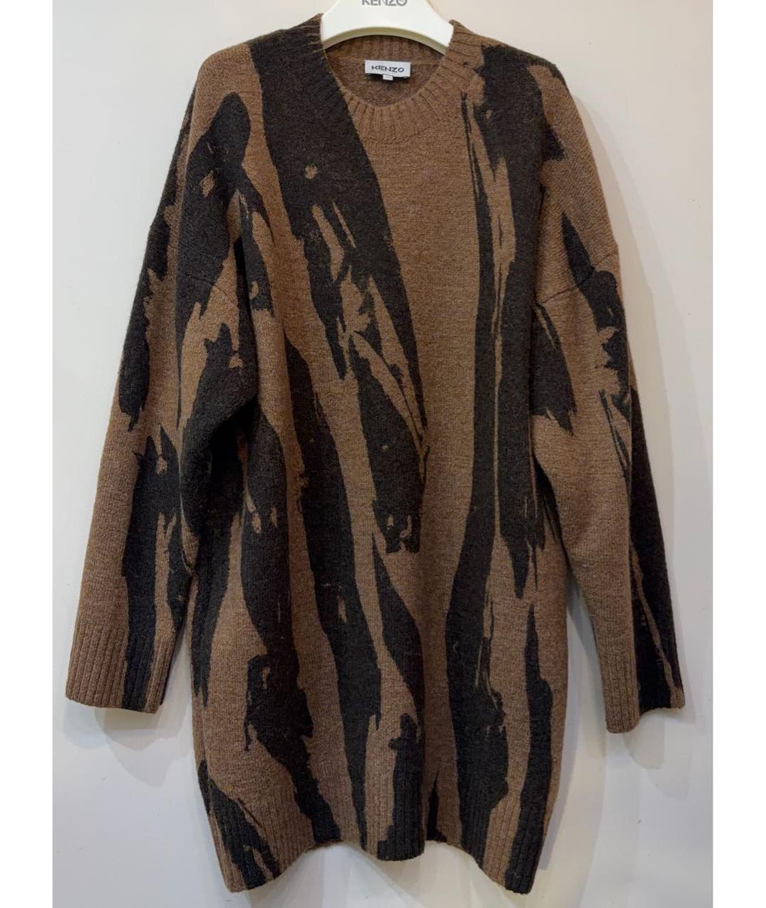 KENZO Коричневое шерстяное повседневное платье, фото 7