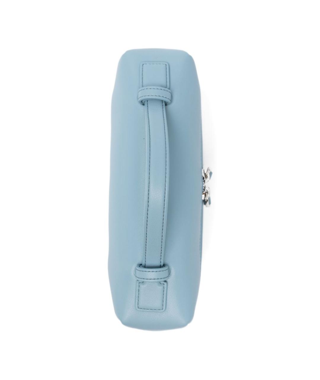 EMPORIO ARMANI Голубая кожаная сумка с короткими ручками, фото 3