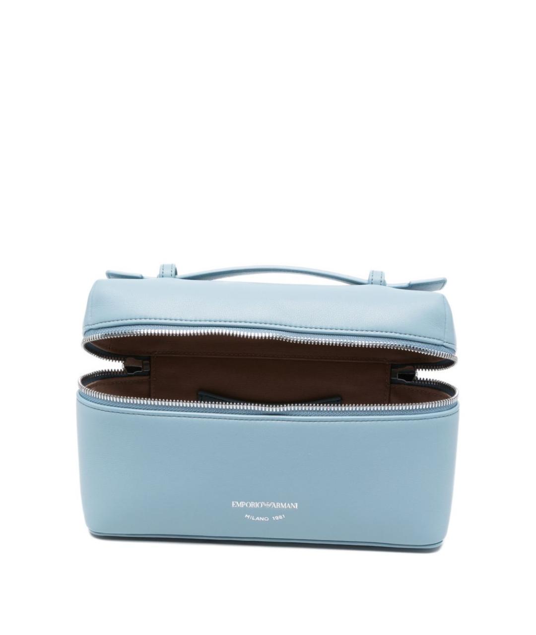 EMPORIO ARMANI Голубая кожаная сумка с короткими ручками, фото 2