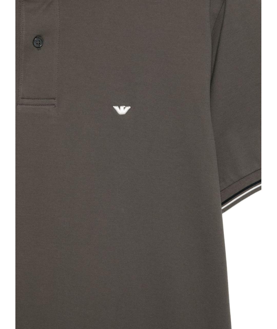 EMPORIO ARMANI Серое хлопковое поло с коротким рукавом, фото 3