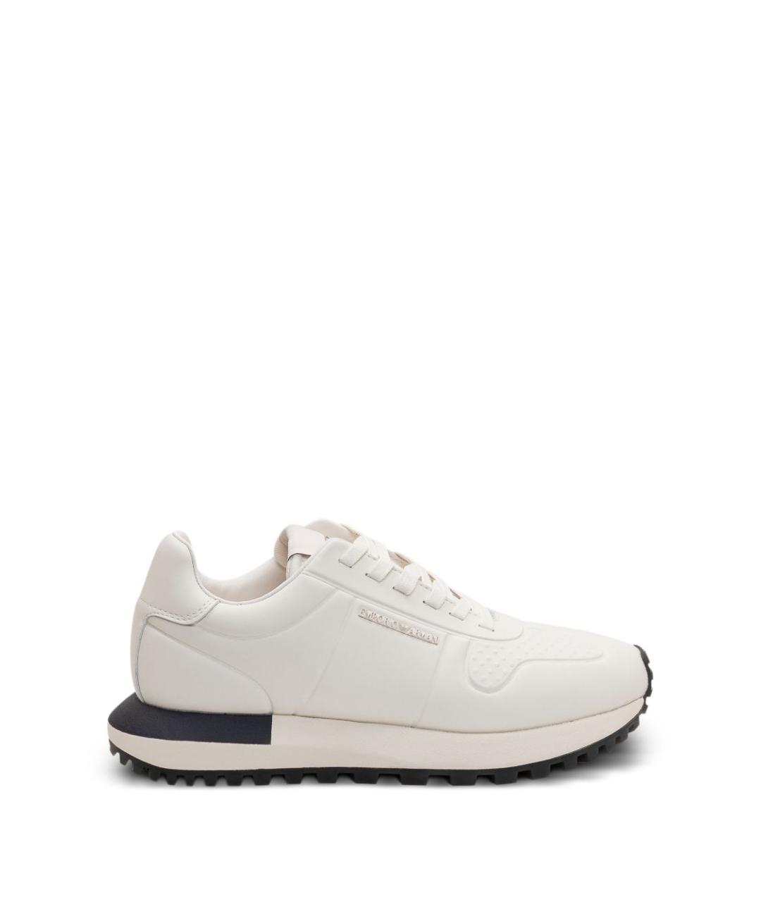 EMPORIO ARMANI Белые кожаные низкие кроссовки / кеды, фото 1