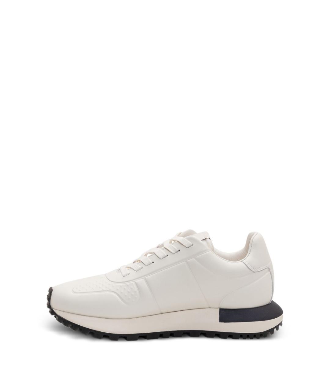 EMPORIO ARMANI Белые кожаные низкие кроссовки / кеды, фото 4