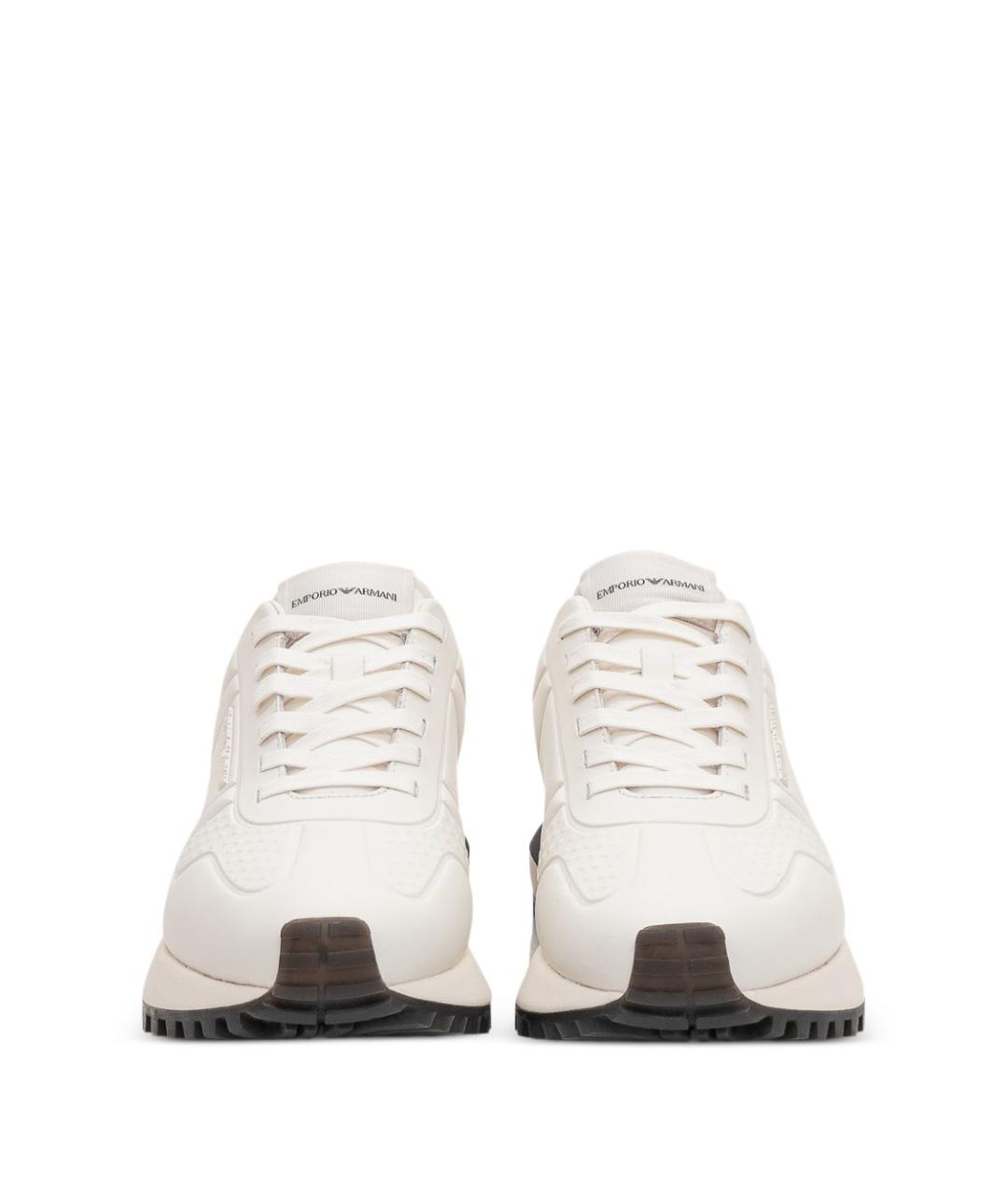 EMPORIO ARMANI Белые кожаные низкие кроссовки / кеды, фото 3