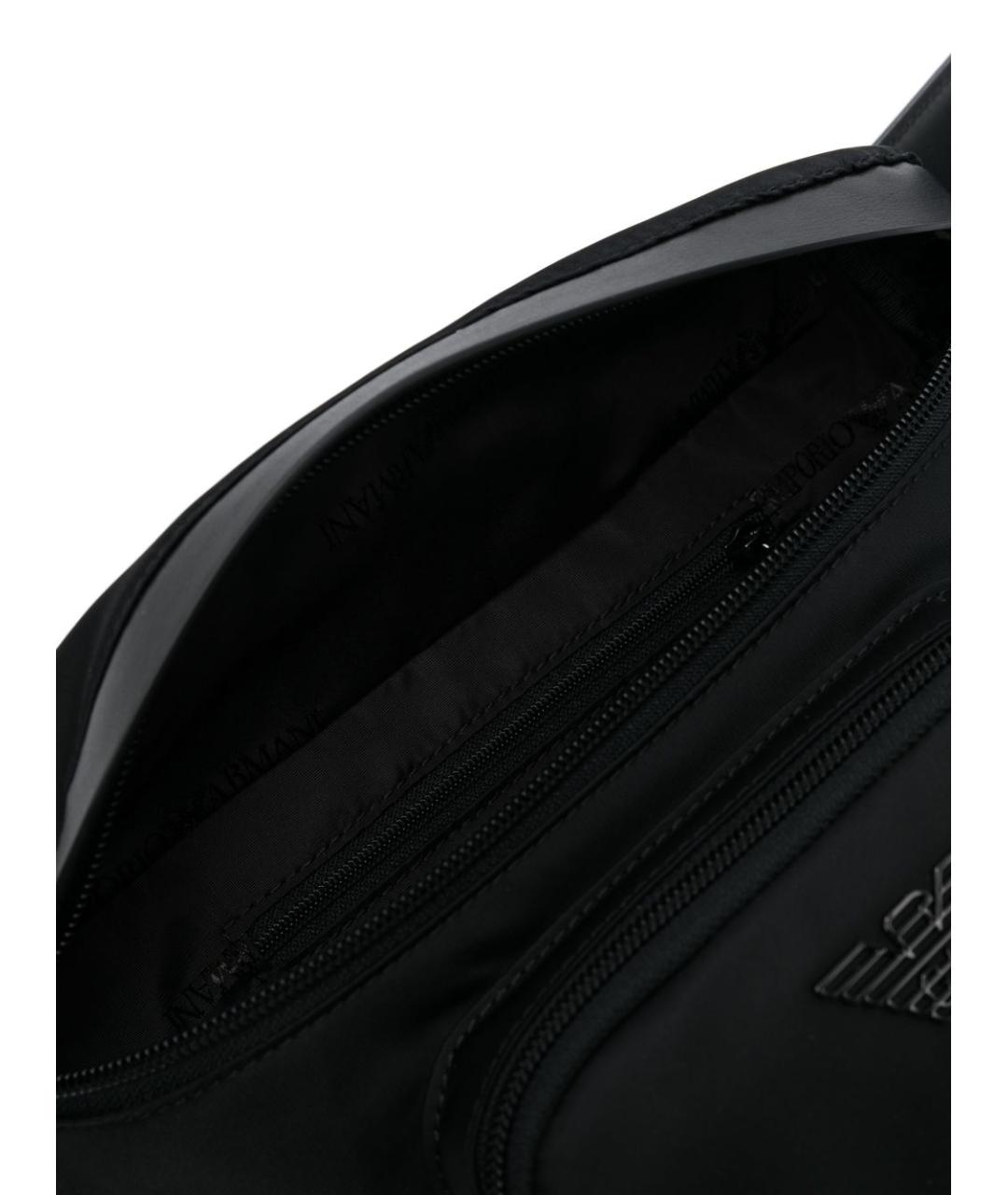 EMPORIO ARMANI Черная тканевая поясная сумка, фото 5