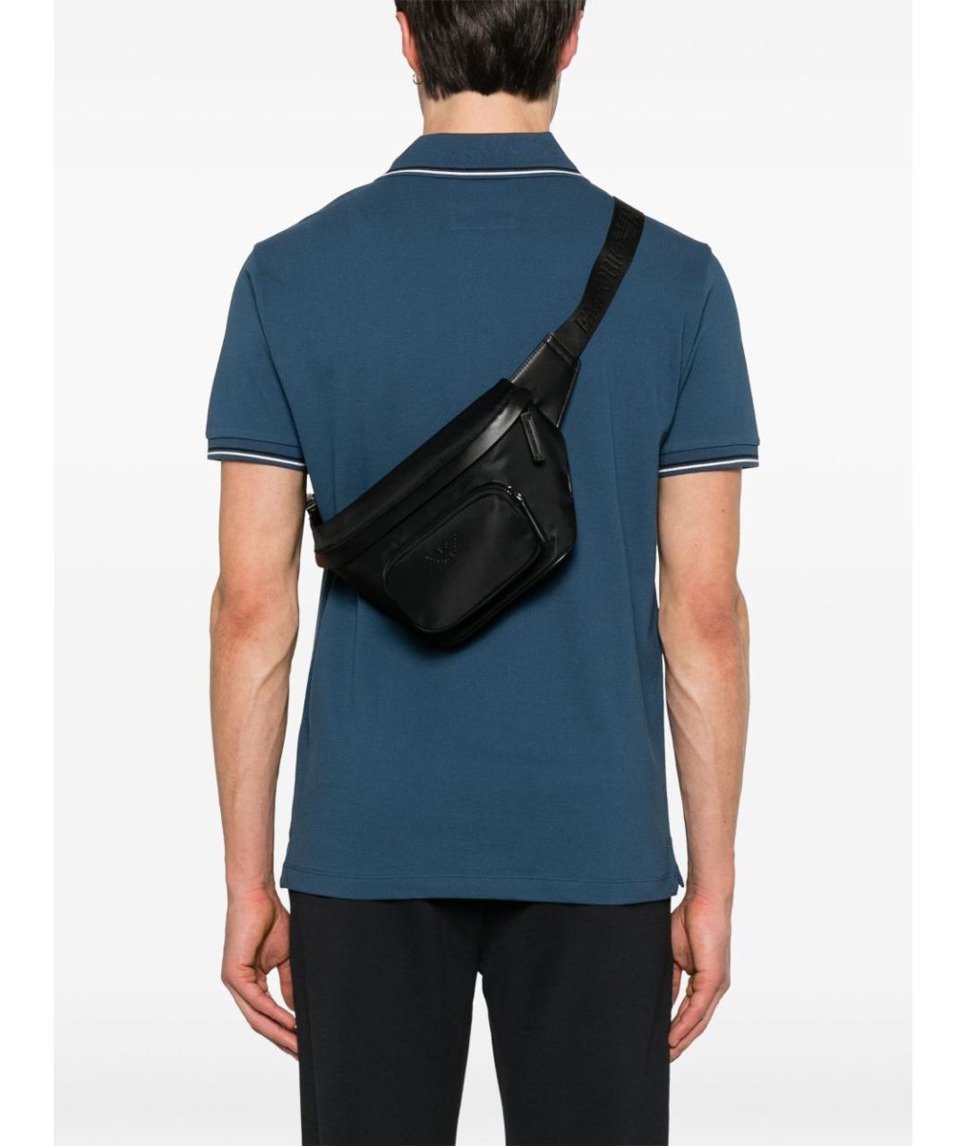 EMPORIO ARMANI Черная тканевая поясная сумка, фото 2
