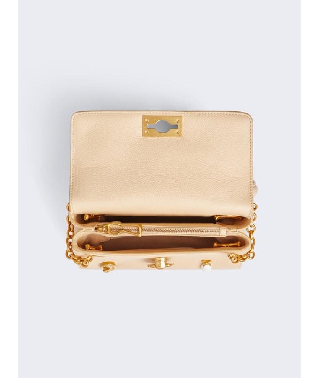 SCHIAPARELLI Бежевая кожаная сумка с короткими ручками, фото 3