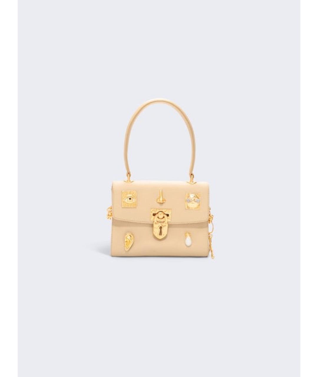 SCHIAPARELLI Бежевая кожаная сумка с короткими ручками, фото 4