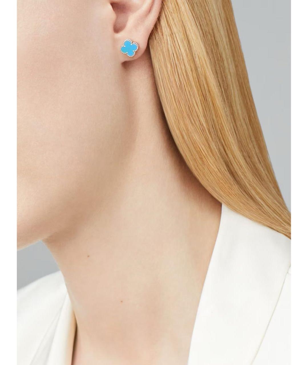 VAN CLEEF & ARPELS Бирюзовые серьги из белого золота, фото 2