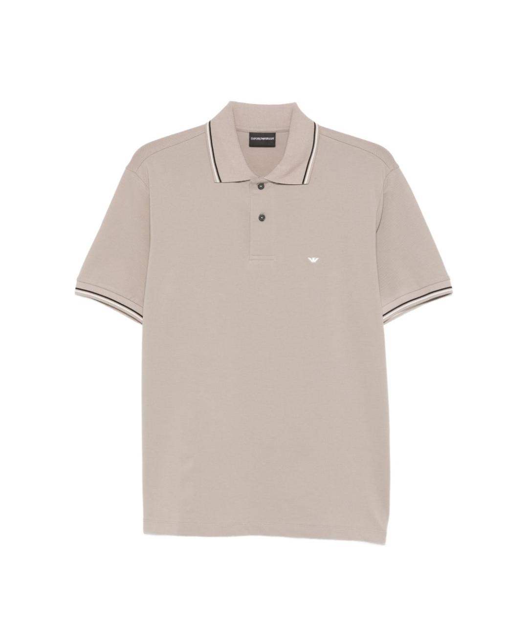 EMPORIO ARMANI Серое хлопковое поло с коротким рукавом, фото 1