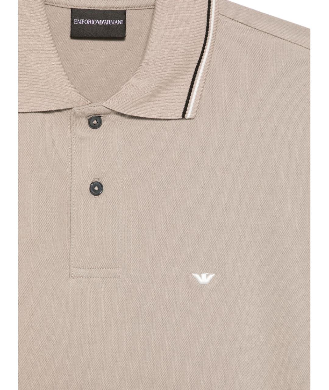 EMPORIO ARMANI Серое хлопковое поло с коротким рукавом, фото 3