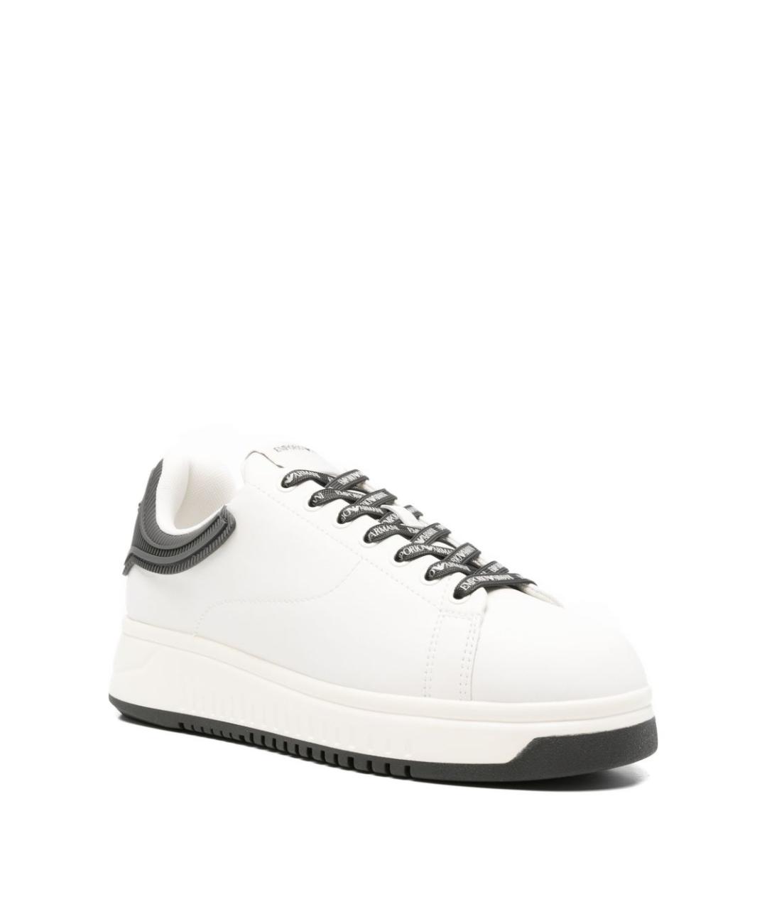 EMPORIO ARMANI Белые кожаные низкие кроссовки / кеды, фото 4