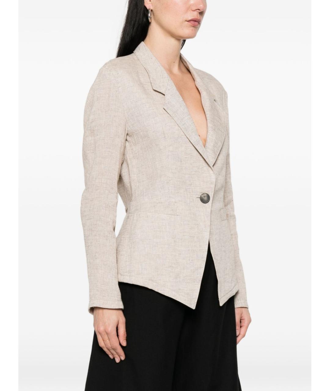 EMPORIO ARMANI Бежевый вискозный жакет/пиджак, фото 4
