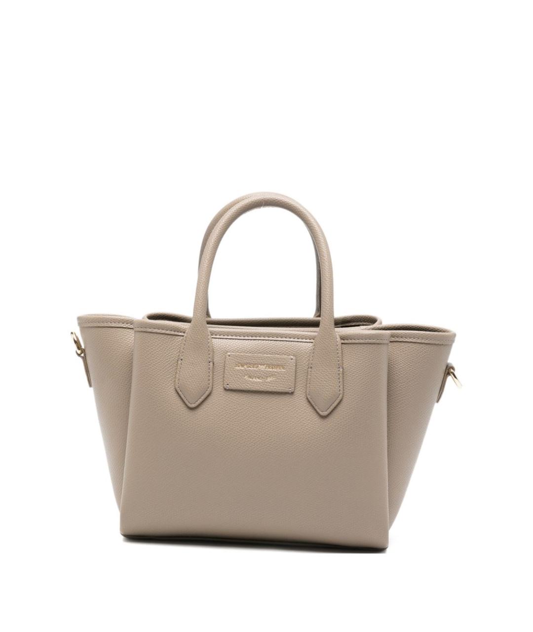 EMPORIO ARMANI Серая сумка тоут из искусственной кожи, фото 1