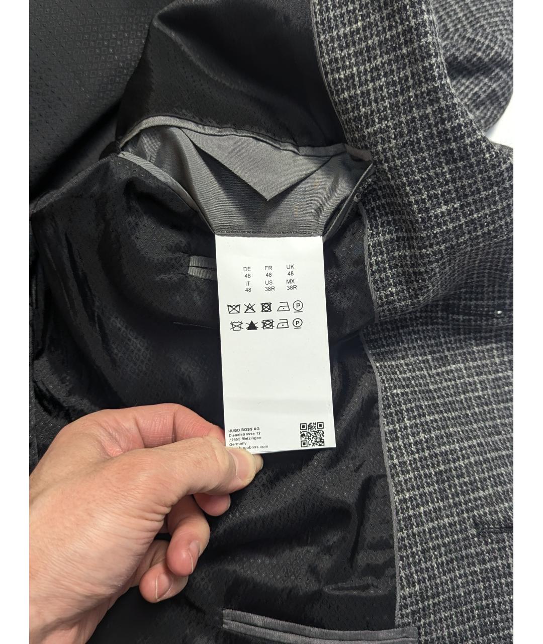 HUGO BOSS Серый шерстяной пиджак, фото 6