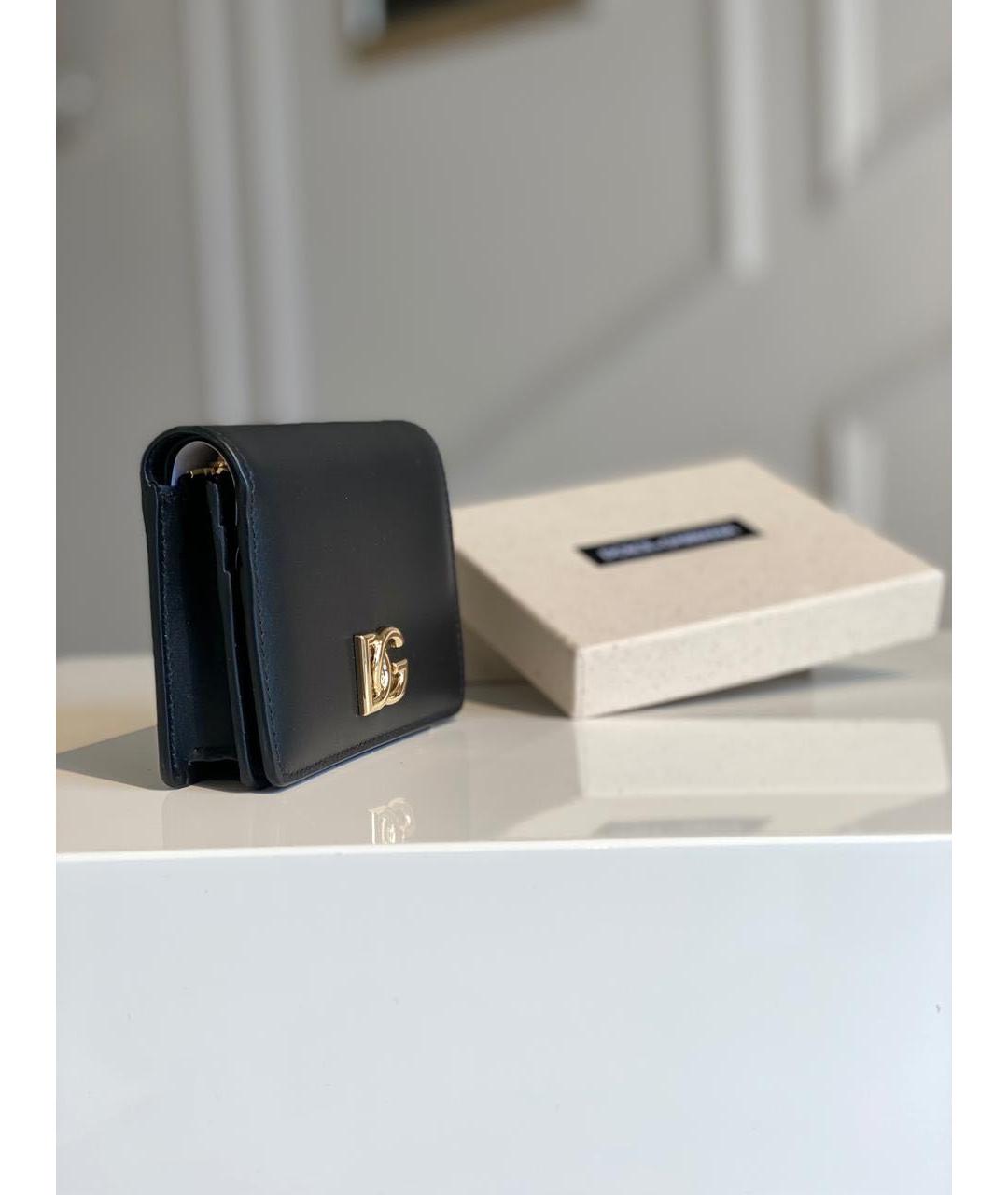 DOLCE&GABBANA Черный кожаный кошелек, фото 2