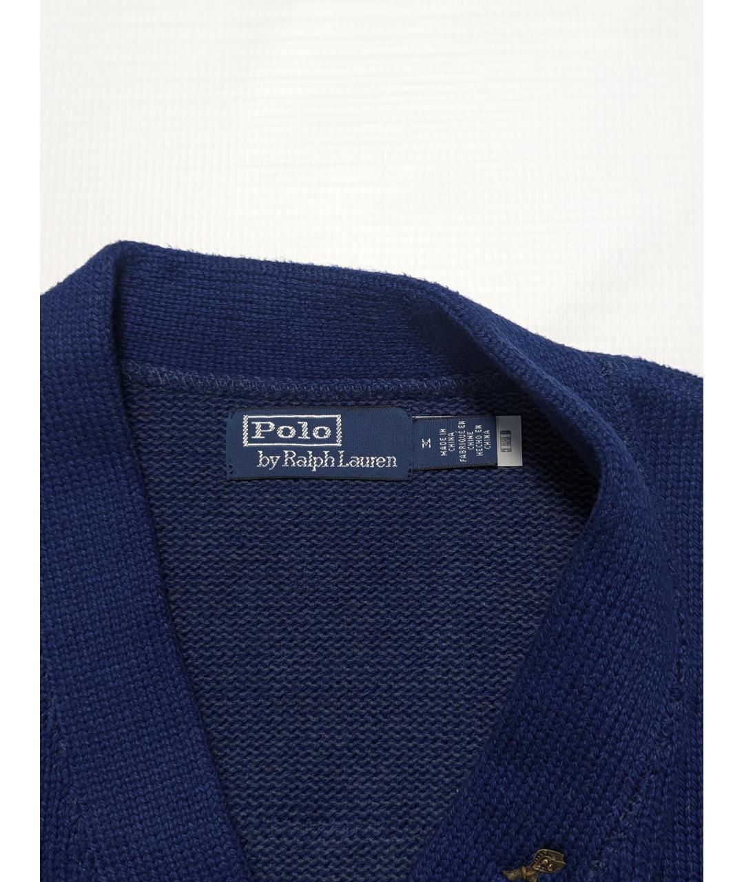 POLO RALPH LAUREN Синий хлопковый кардиган, фото 3