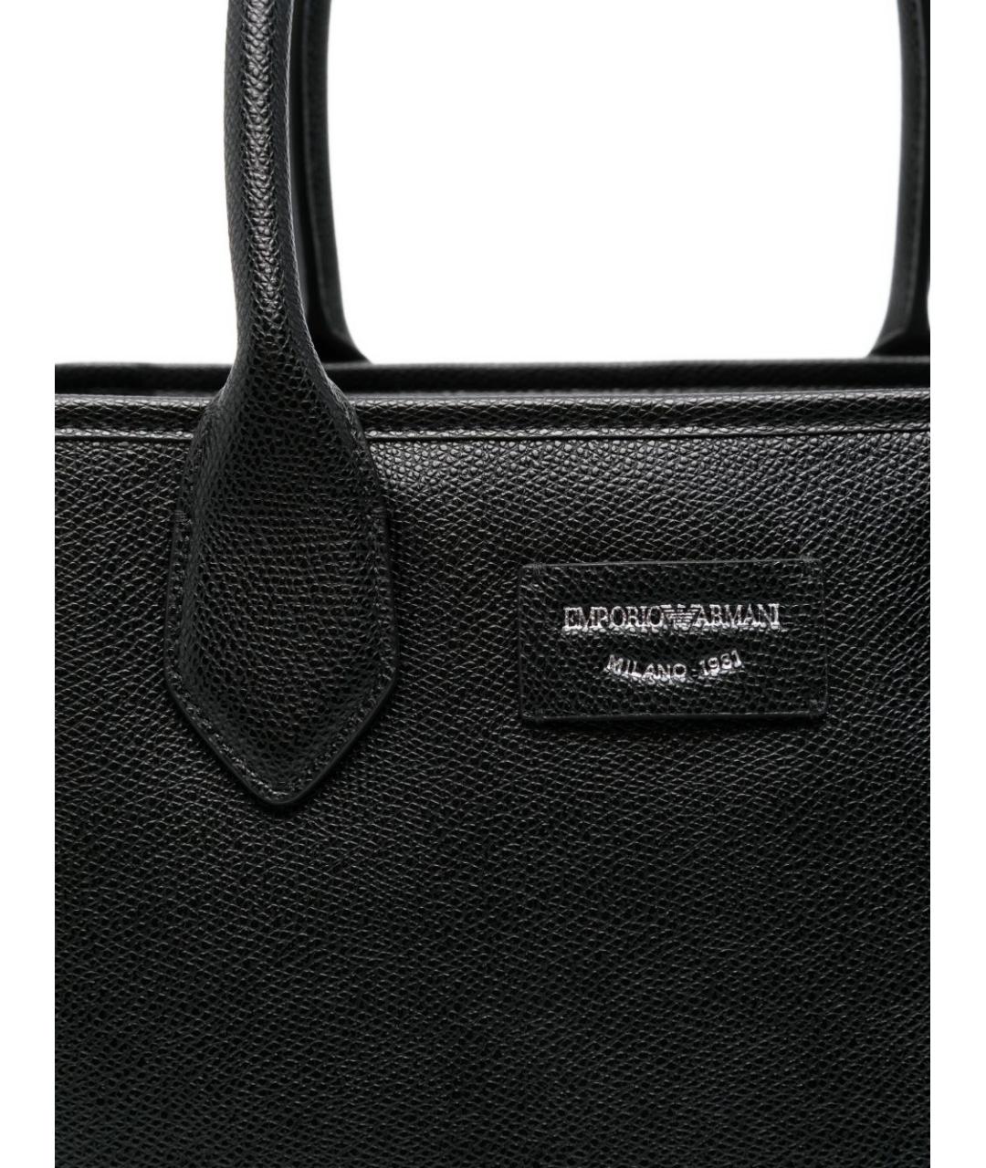 EMPORIO ARMANI Черная сумка тоут из искусственной кожи, фото 2