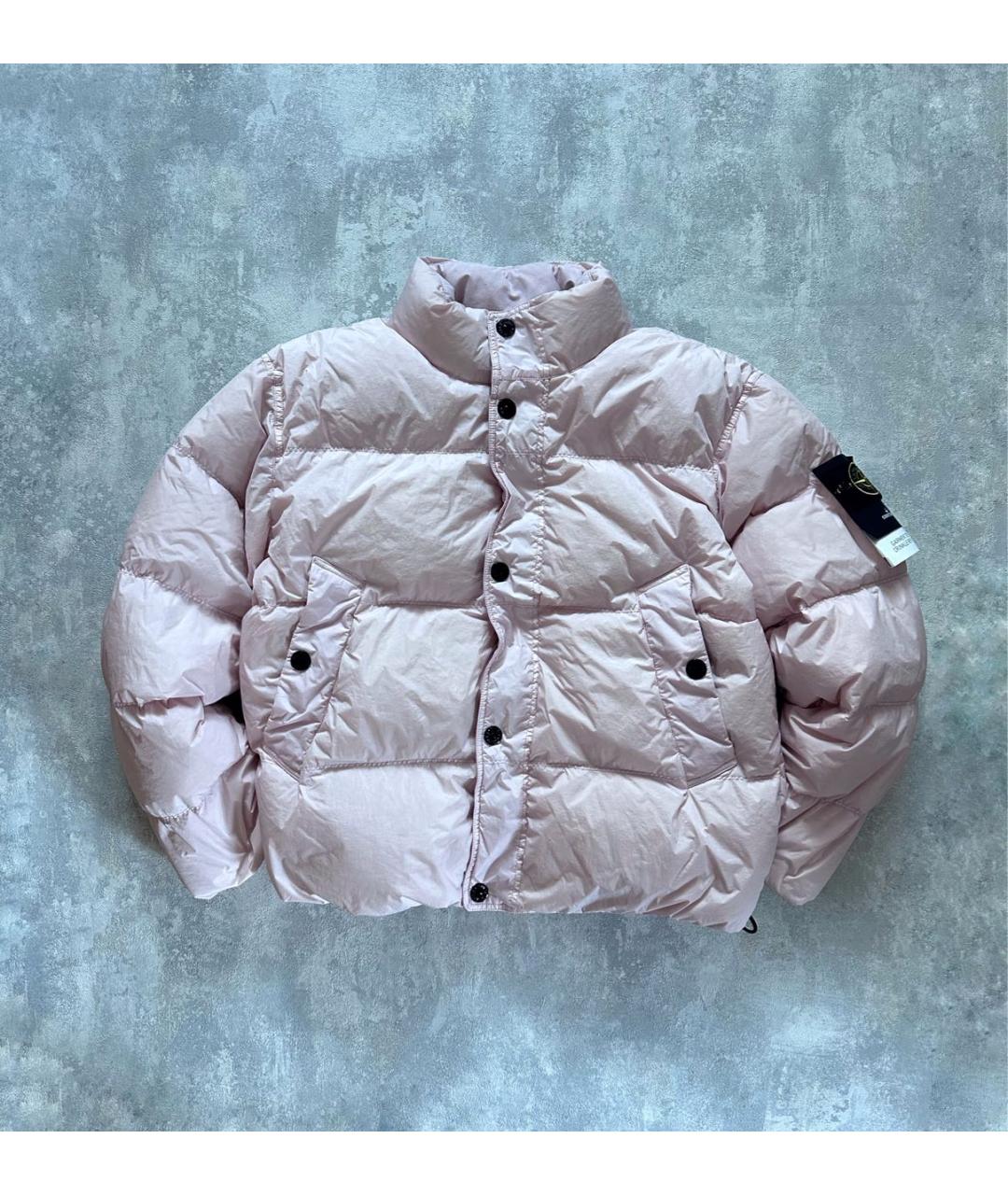 STONE ISLAND Розовый полиамидовый пуховик, фото 9