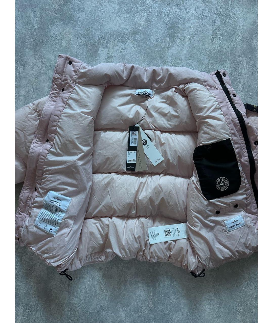 STONE ISLAND Розовый полиамидовый пуховик, фото 3