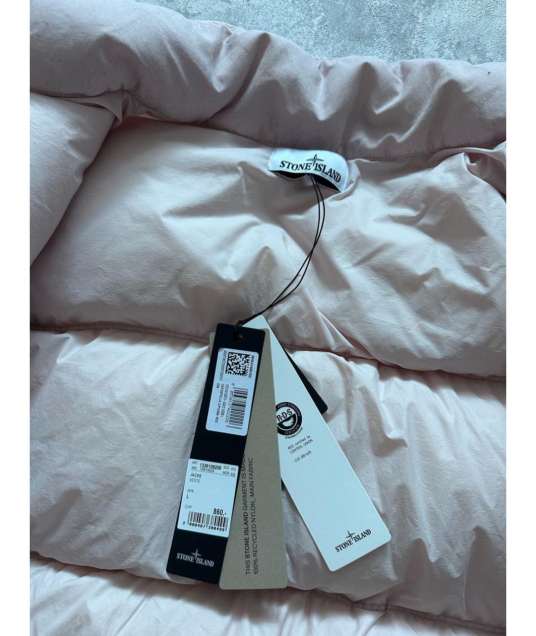 STONE ISLAND Розовый полиамидовый пуховик, фото 5
