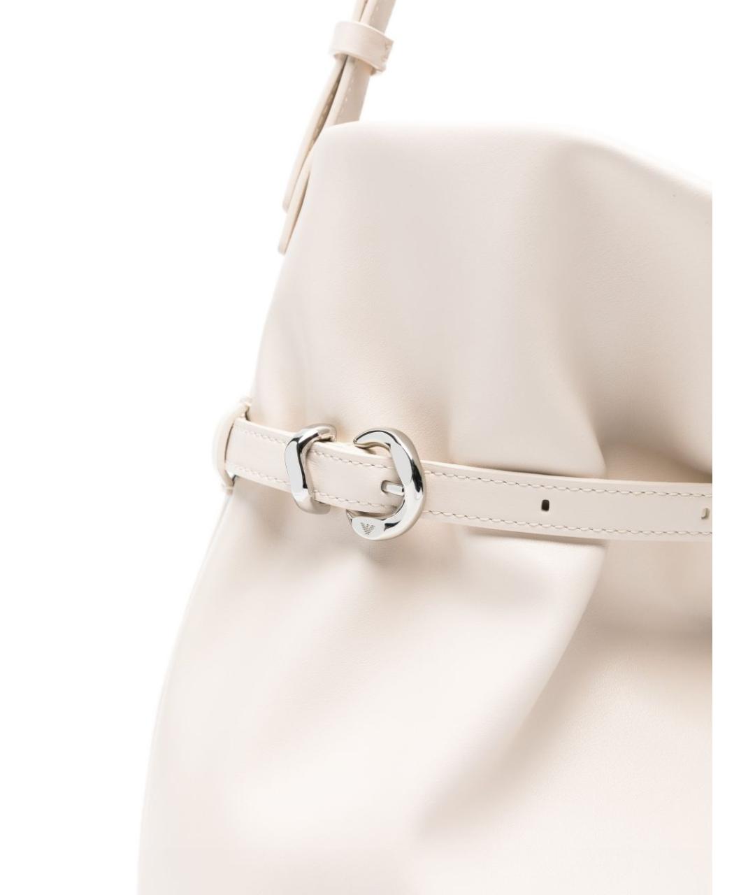 EMPORIO ARMANI Белая кожаная сумка через плечо, фото 4