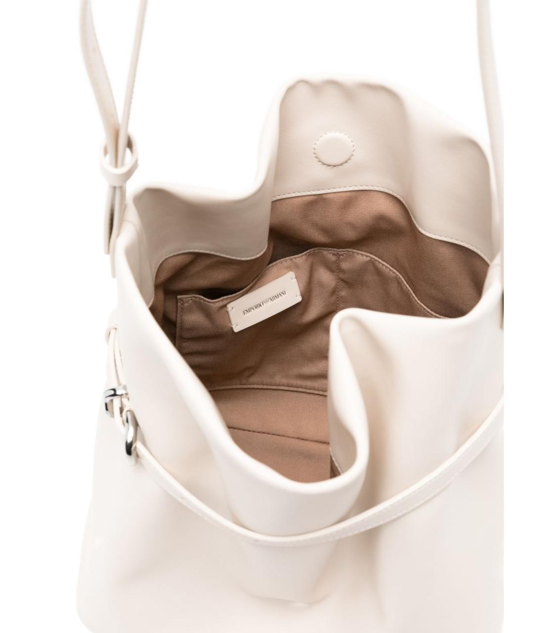 EMPORIO ARMANI Белая кожаная сумка через плечо, фото 5