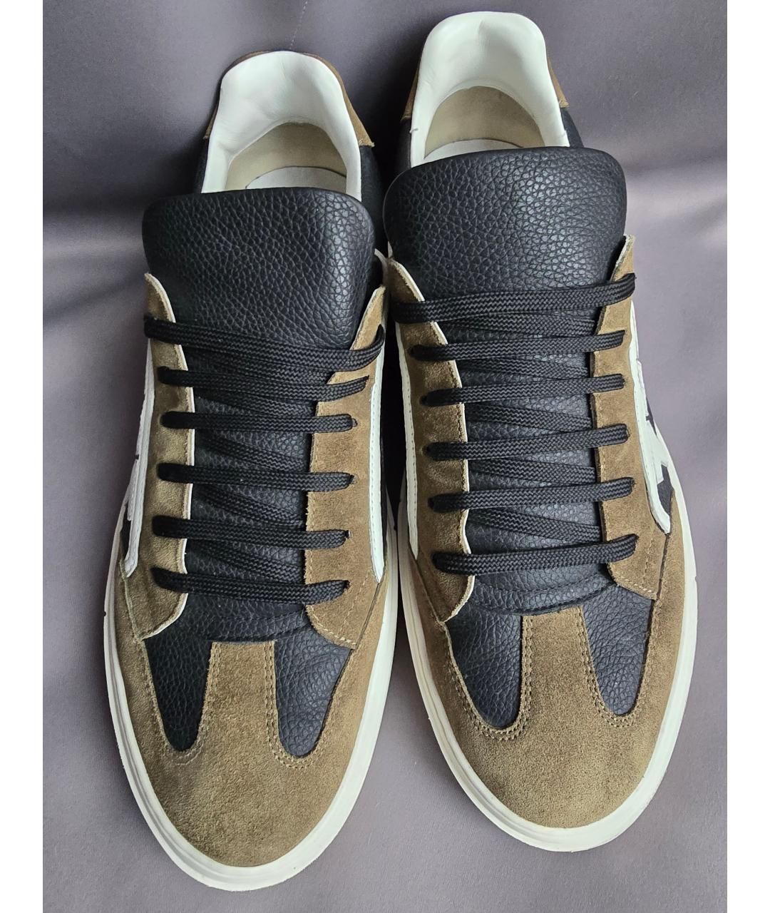 FERRAGAMO Хаки замшевые низкие кроссовки / кеды, фото 2