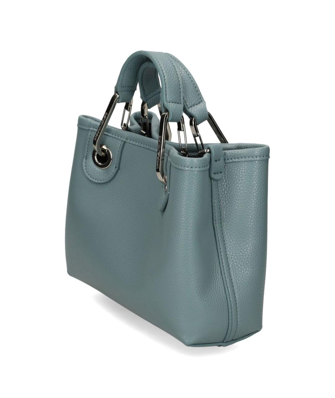 EMPORIO ARMANI Голубая сумка тоут из искусственной кожи, фото 4